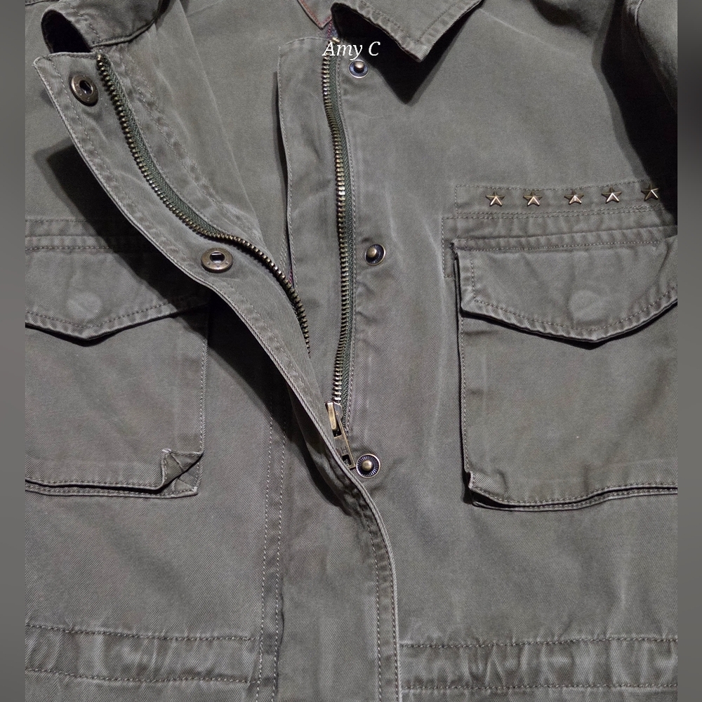 Tommy Hilfiger Army Green Utility Jacket for Women Size Large, Adjustable Waist - Picture 9 of 10